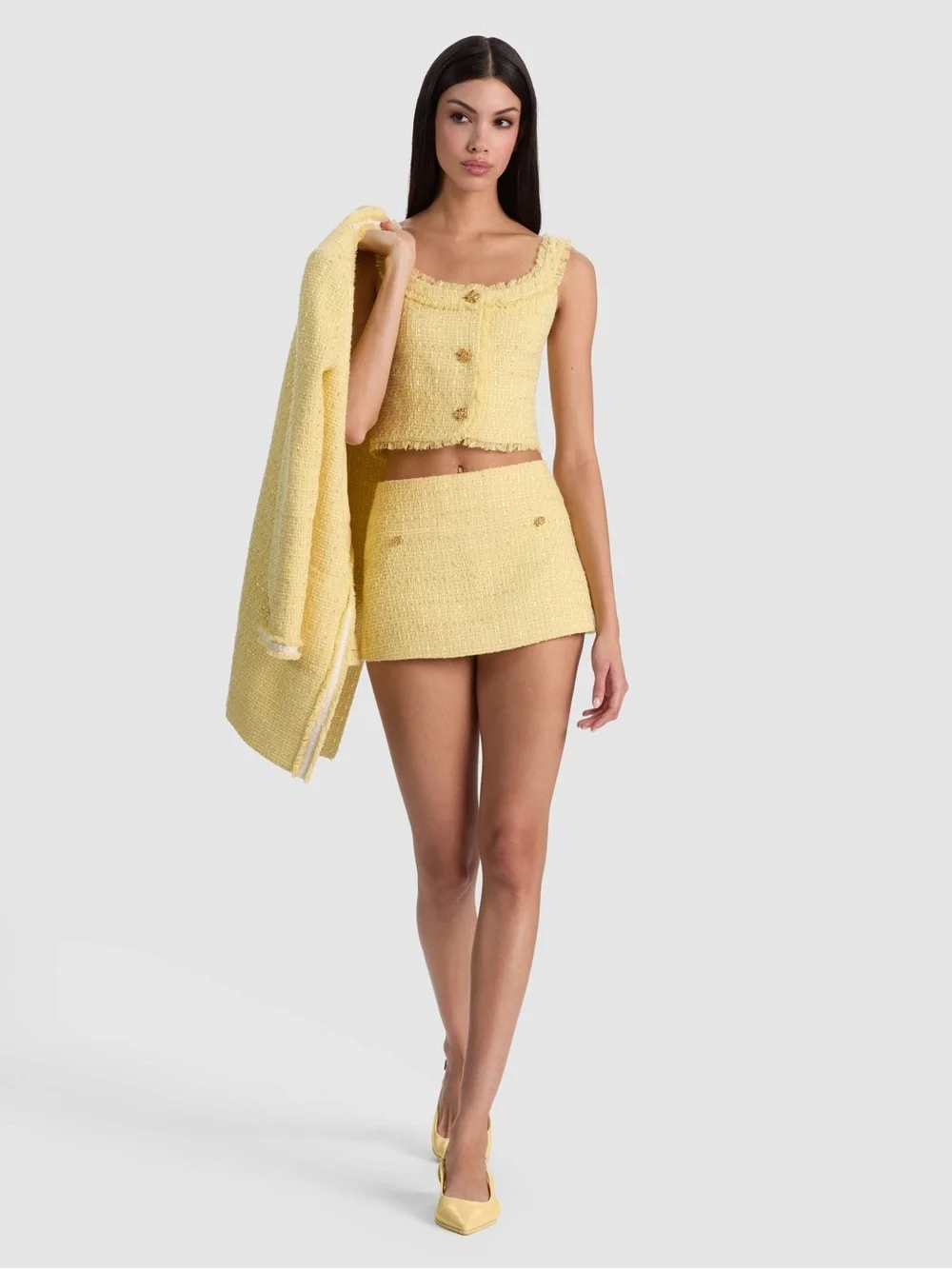Alice + Olivia Mace Mini Skort – Butter | Tweed | Mini Skirt Shorts